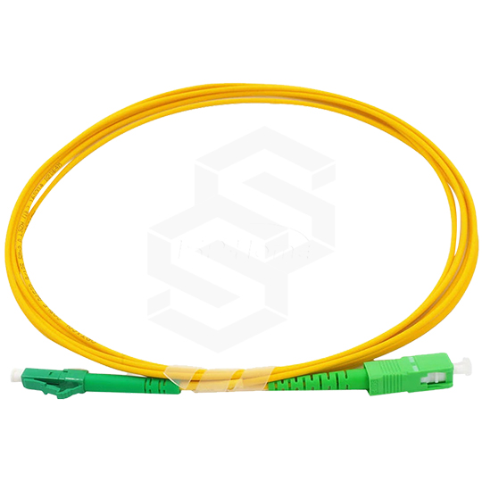 Cable Patchcord fibra óptica LC/APC - SC/APC, G.652D Monomodo, simplex, 2mm, chaquea amarilla LSZH, 2 mts