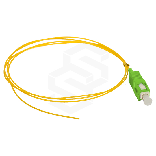 Cable Pigtail fibra óptica SC/APC, G657A2 Monomodo, 900µm, chaqueta amarilla LSZH, 2 mts