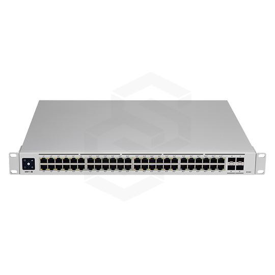 UniFi 48-Port PoE Switch
• (32) Gigabit RJ45 ports with 802.3af/at
• (16) Gigabit RJ45 ports
• (4) 1G SFP ports
• 1U Rackmountable (hardware included)