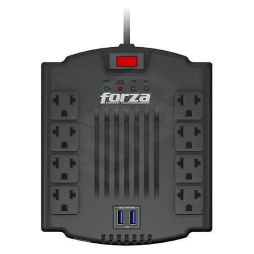 [FZ-FVR-1211USB] Regulador De Voltaje Forza 8 Tomas Con Usb 1200V