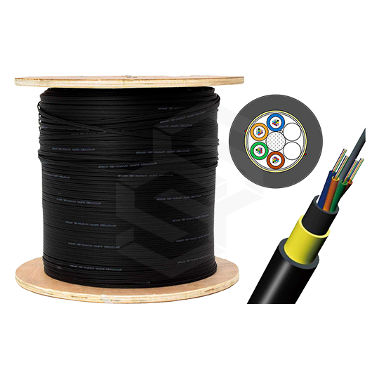 CABLE DE FIBRA ÓPTICA ADSS 24 HILOS FO G652D MDPE CHAQUETA NEGRA CON PROTECCIÓN UV Y PROTECCIÓN ANTI