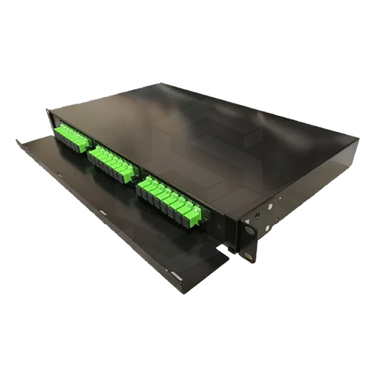 Distribuidor de fibra óptica  ODF rack 19&quot;, 1U, panel fijo, 24 puertos vacíos