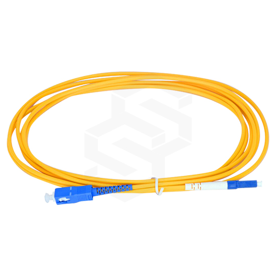 Cable Patchcord fibra óptica LC/UPC - SC/UPC, G.652D Monomodo, simplex, 2mm, chaqueta amarilla LSZH, 2 mts