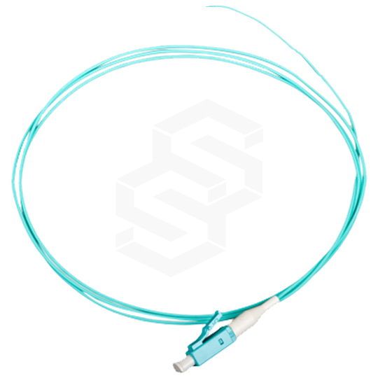 Cable Pigtail fibra óptica LC/UPC, OM3 Multimodo, 1.6mm, simplex, chaqueta aqua LSZH, 2 mts