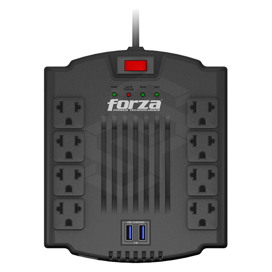 Regulador De Voltaje Forza 8 Tomas Con Usb 1200V