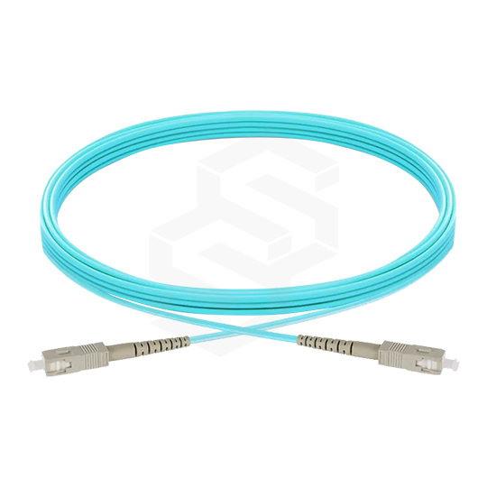 CABLE PATCHCORD FIBRA ÓPTICA SC/UPC - SC/UPC, OM3 MULTIMODO, SIMPLEX, 2MM, CHAQUETA LSZH AQUA, 2 MTS