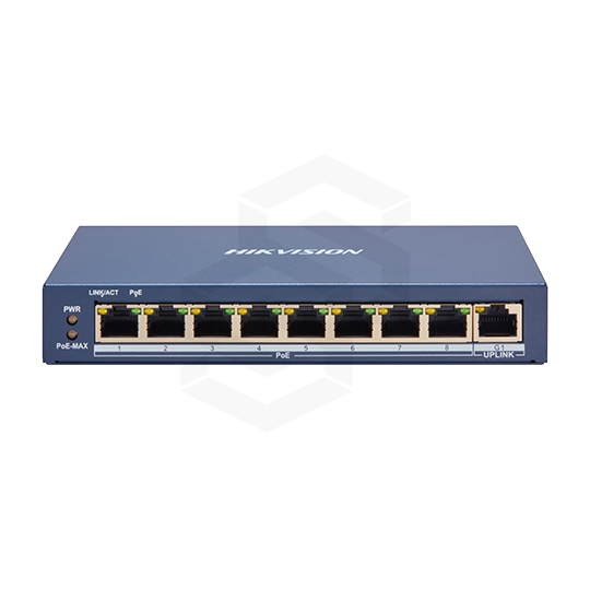 Switch 8 puertos PoE RJ45 de 100 Mbps, 1 × puerto RJ45 de red Gigabit
