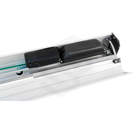 CONJUNTO DE MOTOR DE CORREDIZO 2 PUERTAS TORE VIDRO 4MTS 220V C. MAXIMA 150KG