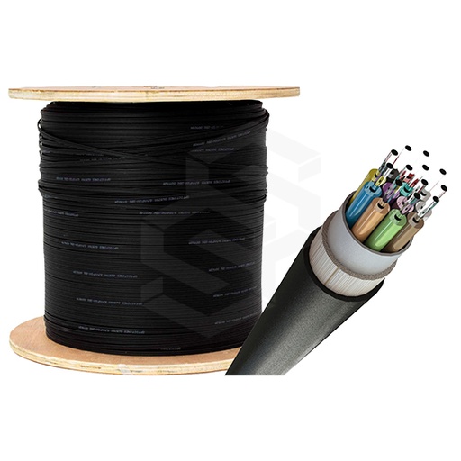 [XT-GJYFTY] Cable de fibra óptica mod. GJYFTY 6 hilos FO, OM3, con blindaje dieléctrico, interior/exterior, cubierta negra de MDPE. 1km/tambor