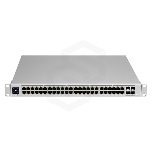 [UB-USW-48-POE] UniFi 48-Port PoE Switch
• (32) Gigabit RJ45 ports with 802.3af/at
• (16) Gigabit RJ45 ports
• (4) 1G SFP ports
• 1U Rackmountable (hardware included)
