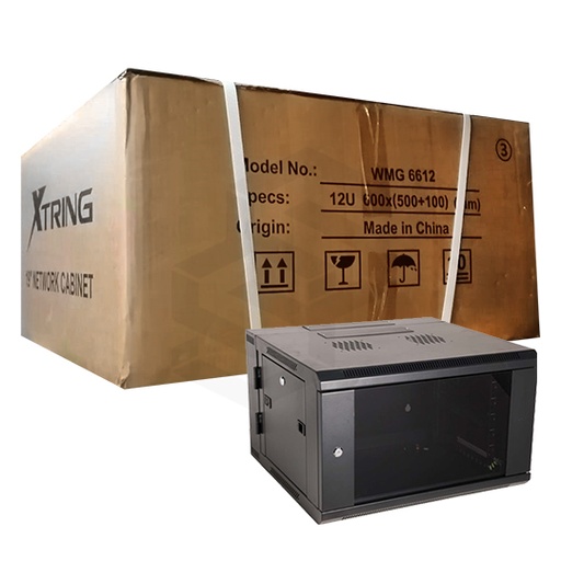 [XT-WB-6612] GABINETE COMPACTO 12UR XTRING DESARMADO PUERTA DE VIDRIO 600X600X635MM
