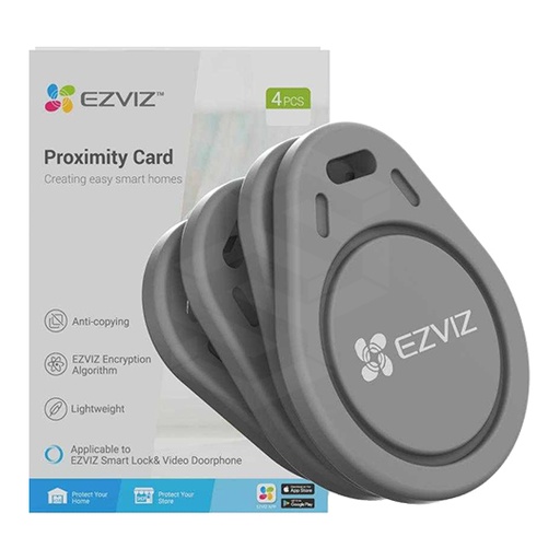 [CS-DL-IC-CPU-R200-GR] PAQUETE DE 4 TAGS DE PROXIMIDAD PARA CERRADURAS EZVIZ