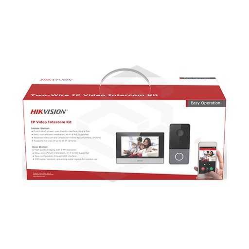 [DS-KIS603-P] KIT DE VIDEO PORTERO IP DS-KV6113-WPE1 + DS-KH6320-WET1 + 2 FT HIKVISION